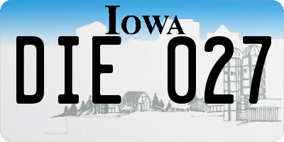 IA license plate DIE027