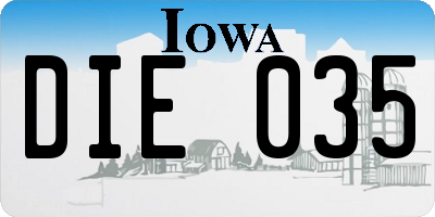 IA license plate DIE035