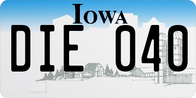 IA license plate DIE040