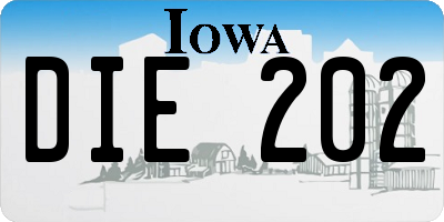 IA license plate DIE202