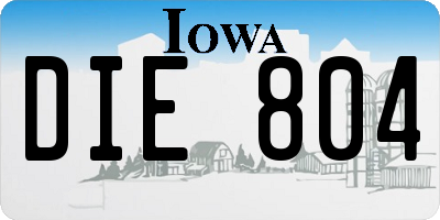 IA license plate DIE804