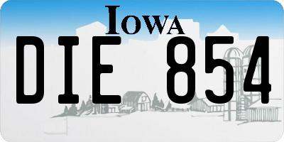 IA license plate DIE854