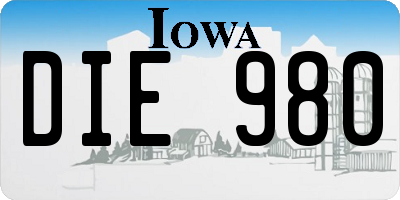 IA license plate DIE980