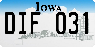 IA license plate DIF031