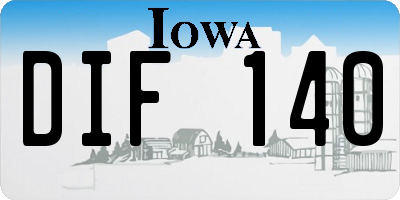 IA license plate DIF140