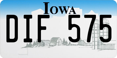 IA license plate DIF575