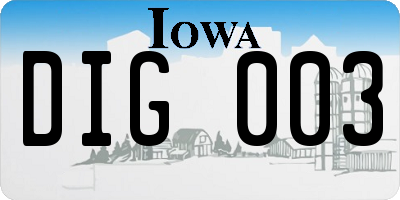 IA license plate DIG003