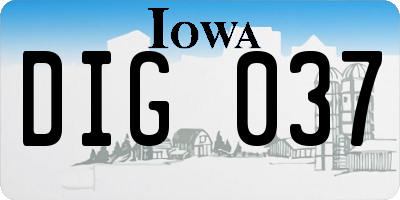 IA license plate DIG037