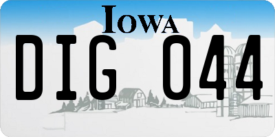 IA license plate DIG044