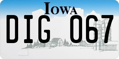 IA license plate DIG067