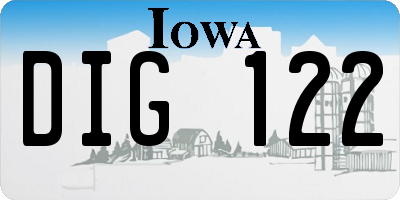 IA license plate DIG122