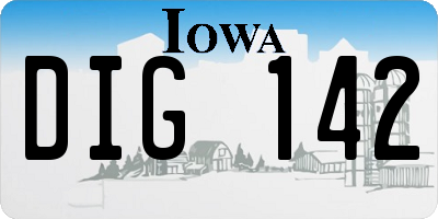 IA license plate DIG142