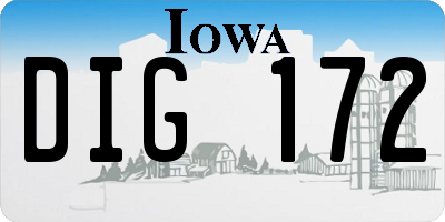 IA license plate DIG172