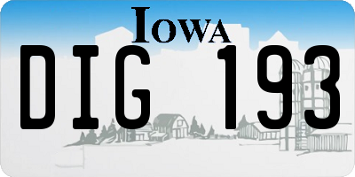 IA license plate DIG193