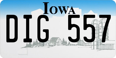 IA license plate DIG557