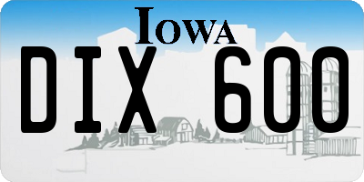 IA license plate DIX600