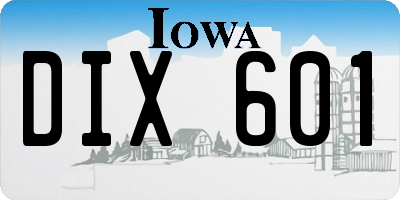 IA license plate DIX601