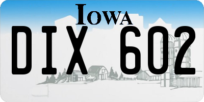 IA license plate DIX602