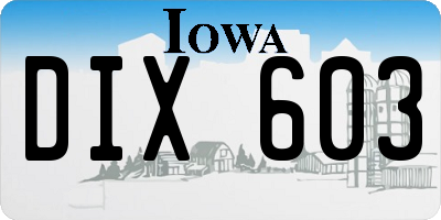 IA license plate DIX603