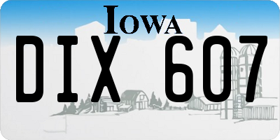 IA license plate DIX607