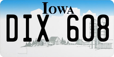 IA license plate DIX608