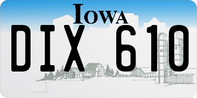 IA license plate DIX610