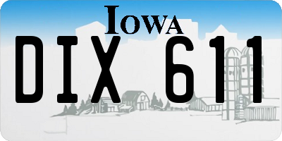 IA license plate DIX611
