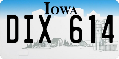 IA license plate DIX614