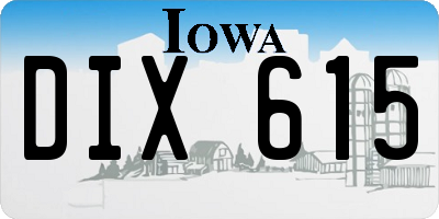IA license plate DIX615