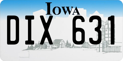 IA license plate DIX631