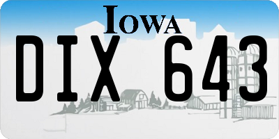 IA license plate DIX643