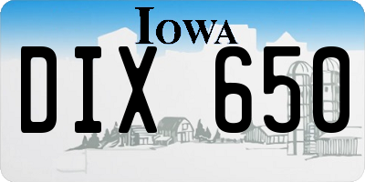 IA license plate DIX650