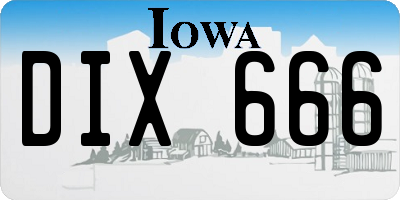 IA license plate DIX666