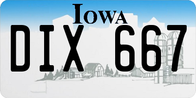 IA license plate DIX667