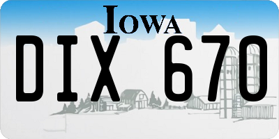 IA license plate DIX670