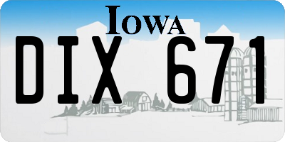 IA license plate DIX671
