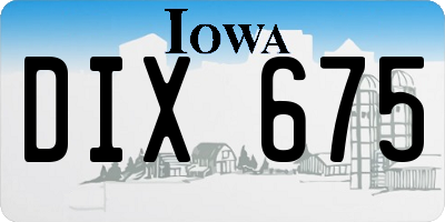 IA license plate DIX675