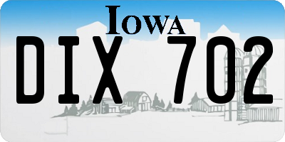IA license plate DIX702