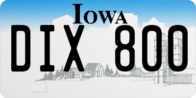 IA license plate DIX800