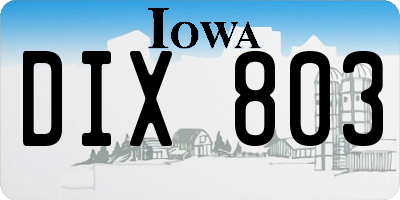 IA license plate DIX803