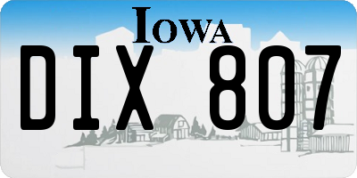 IA license plate DIX807
