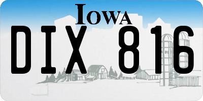 IA license plate DIX816