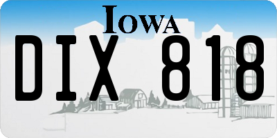 IA license plate DIX818
