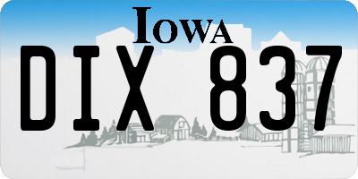 IA license plate DIX837