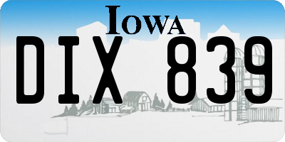 IA license plate DIX839