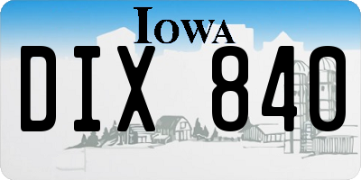 IA license plate DIX840