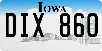 IA license plate DIX860