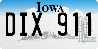 IA license plate DIX911