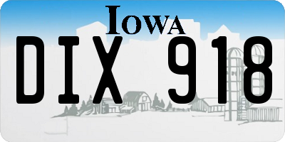IA license plate DIX918