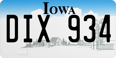 IA license plate DIX934
